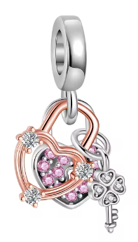Sterling Silver Charms featuring a Heart-Shaped Love Pendant and Hollow Flower Beads