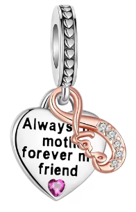 Sterling Silver Charms featuring a Heart-Shaped Love Pendant and Hollow Flower Beads