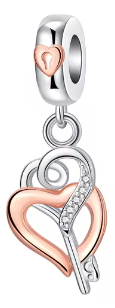 Sterling Silver Charms featuring a Heart-Shaped Love Pendant and Hollow Flower Beads