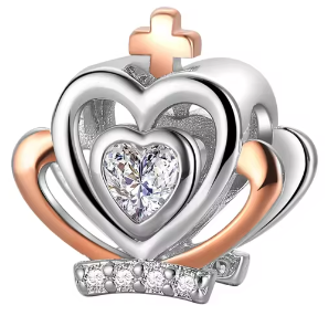 Sterling Silver Charms featuring a Heart-Shaped Love Pendant and Hollow Flower Beads