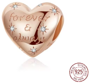 Sterling Silver Charms featuring a Heart-Shaped Love Pendant and Hollow Flower Beads