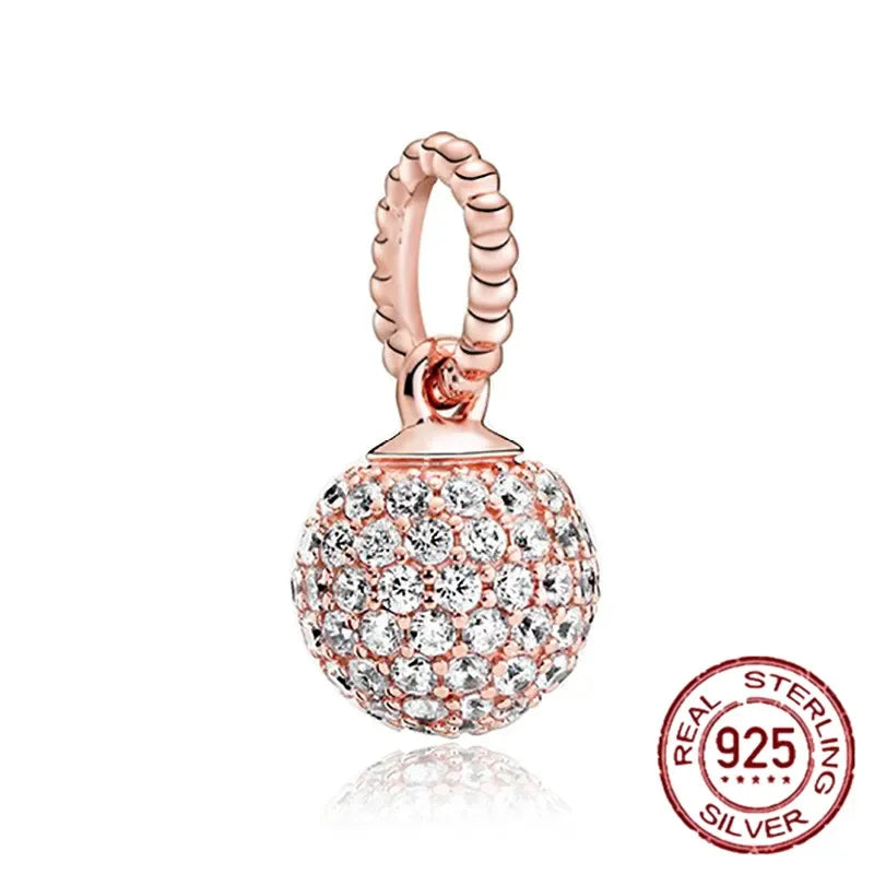 Sterling Silver Charms featuring a Heart-Shaped Love Pendant and Hollow Flower Beads