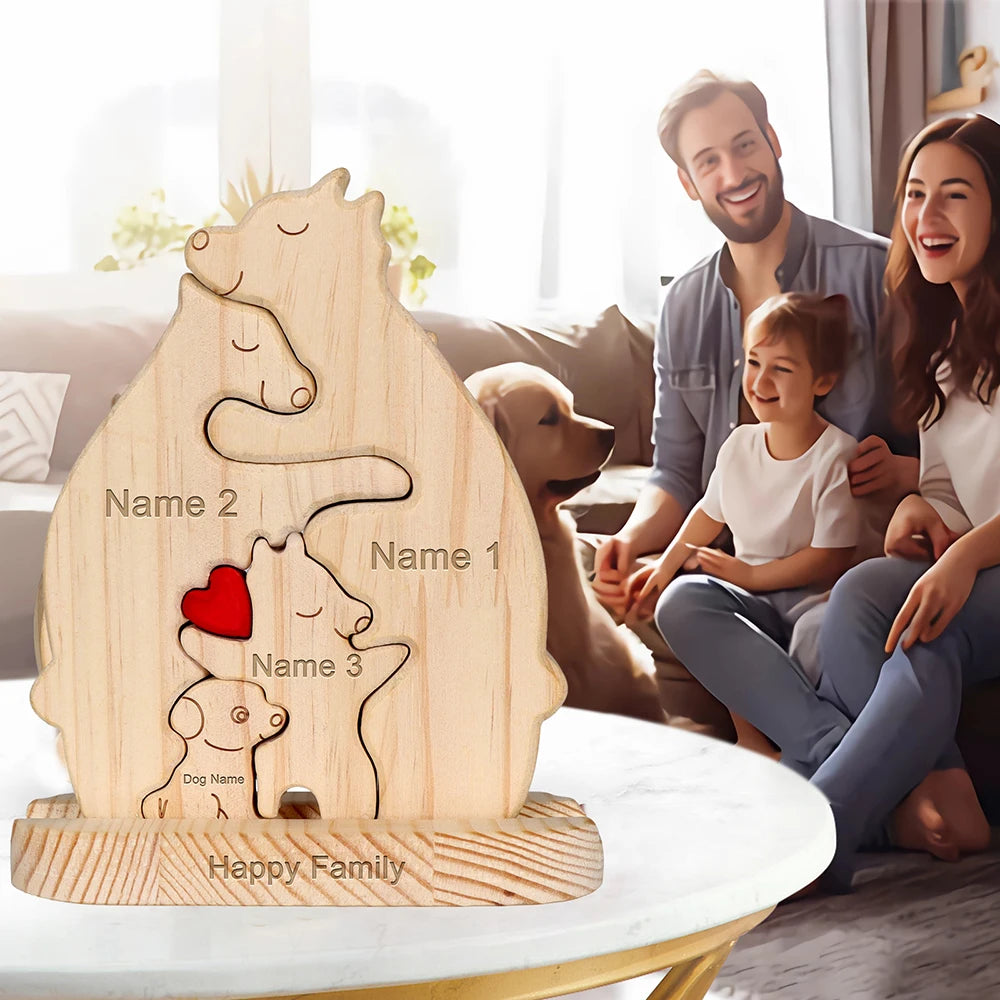 Custom Carved Bear Family Puzzle
