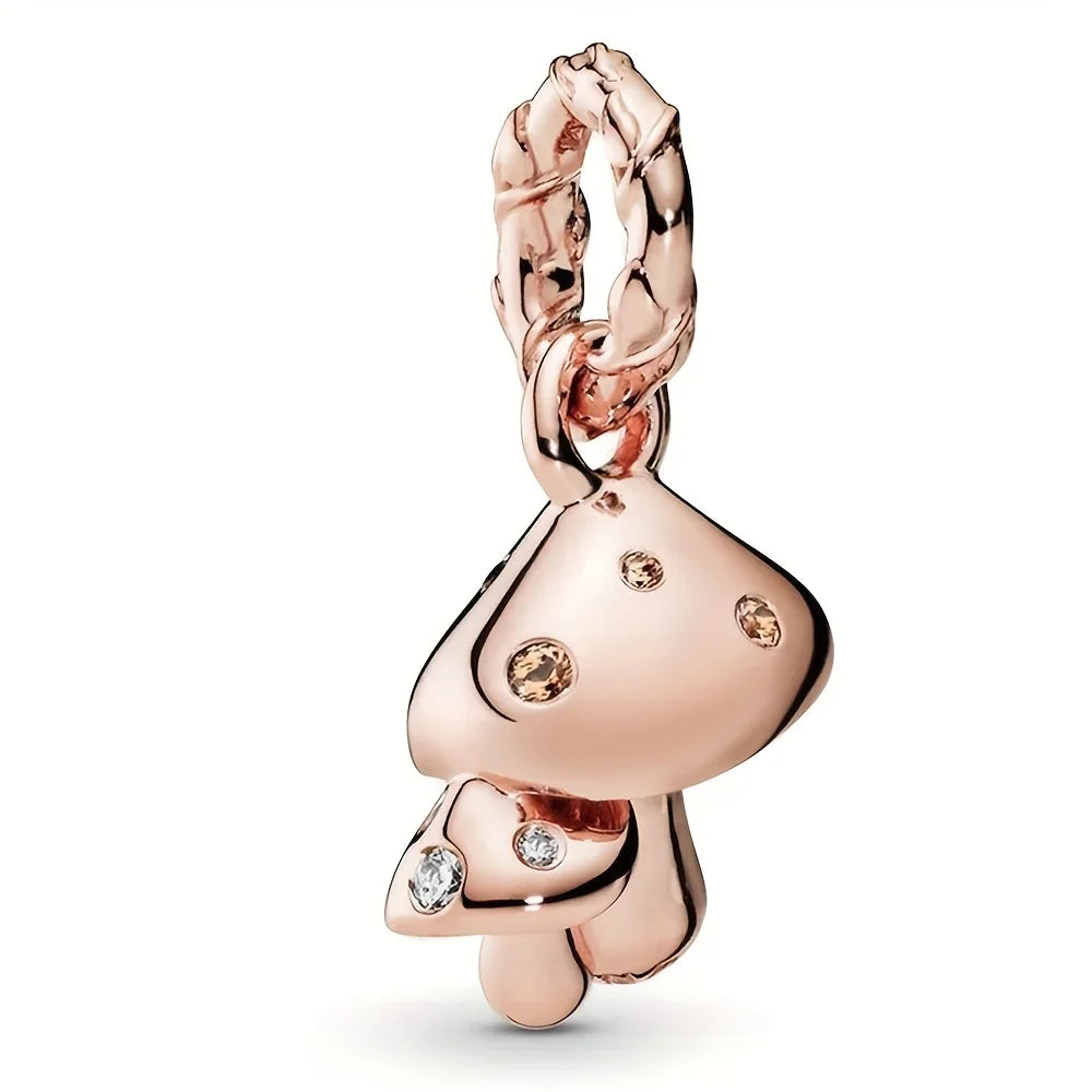 Sterling Silver Charms featuring a Heart-Shaped Love Pendant and Hollow Flower Beads