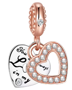 Sterling Silver Charms featuring a Heart-Shaped Love Pendant and Hollow Flower Beads
