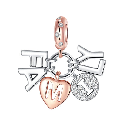 Sterling Silver Charms featuring a Heart-Shaped Love Pendant and Hollow Flower Beads