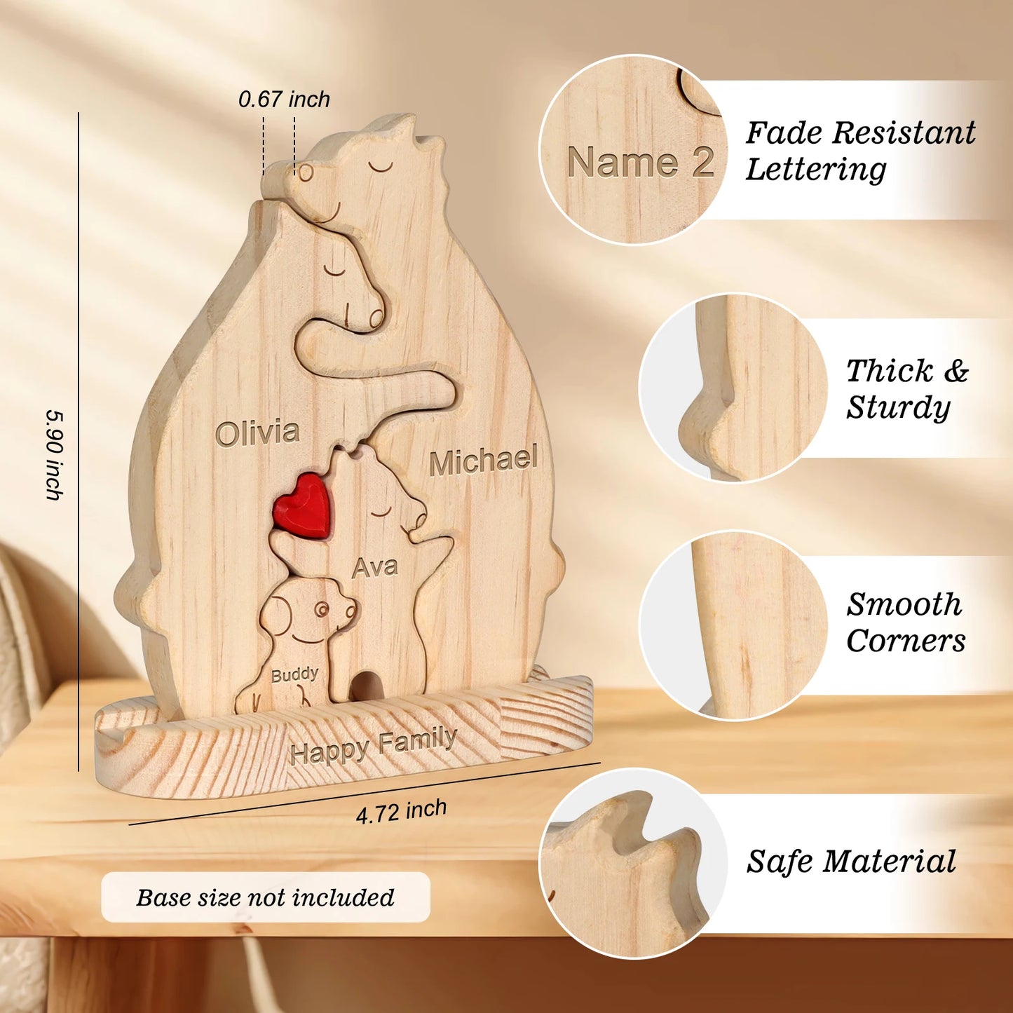 Custom Carved Bear Family Puzzle
