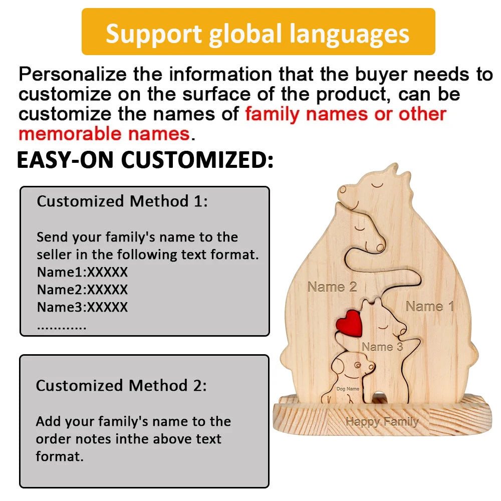 Custom Carved Bear Family Puzzle