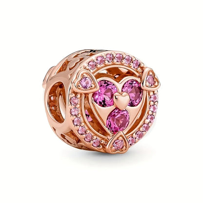 Sterling Silver Charms featuring a Heart-Shaped Love Pendant and Hollow Flower Beads
