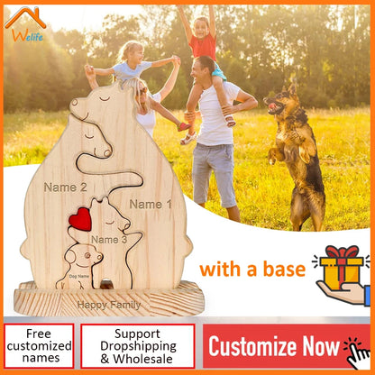 Custom Carved Bear Family Puzzle